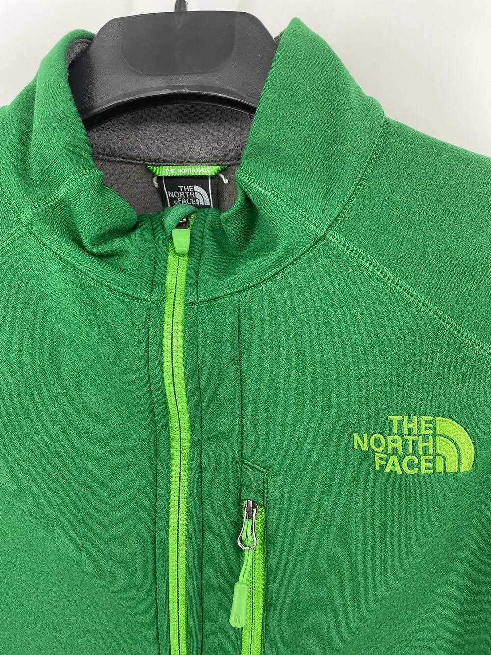 The North Face Fleece Jacket Men’s L Forest Green/Gray Thumbhole Sleeve